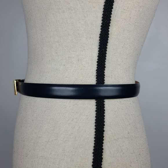 Brooks Brothers Black Leather Solid Brass Gold-Tone Buckle Belt With Logos - Picture 4 of 12